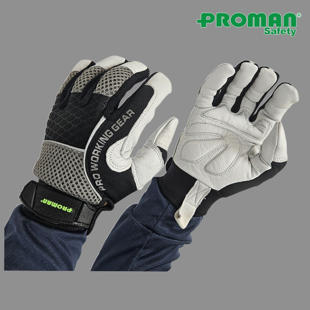 프로맨 메카닉 가죽 장갑 PM-7005,염소가죽 안전용 산업용 작업용 등산 캠핑 바이크