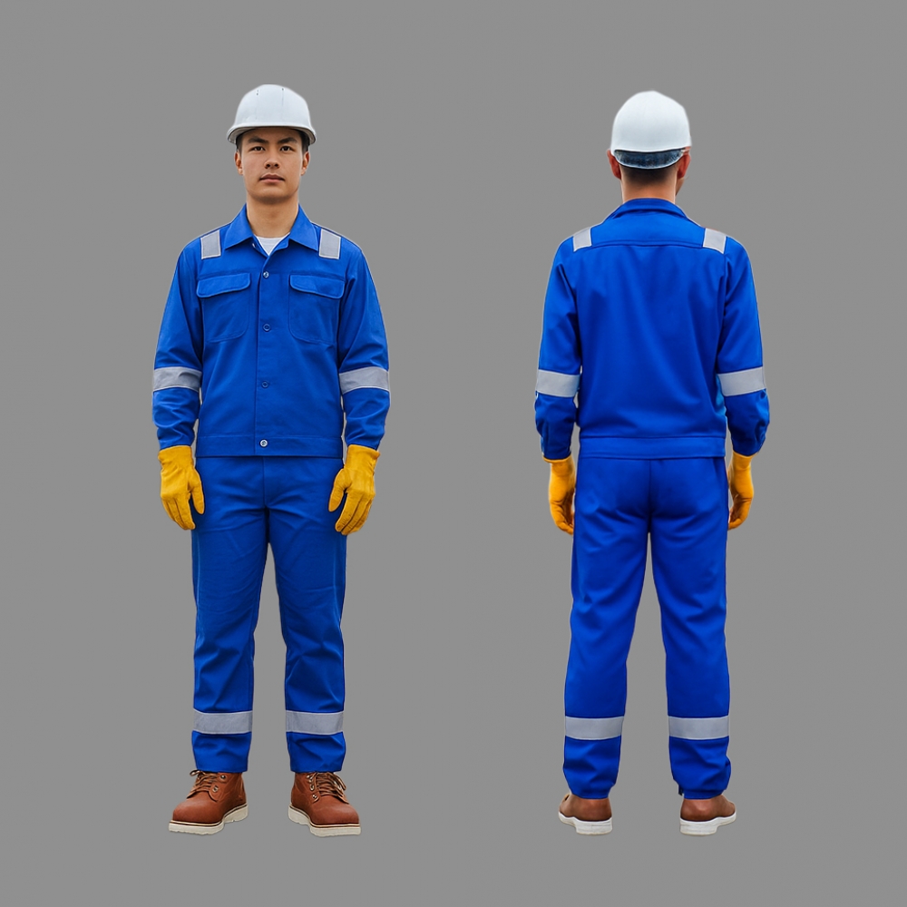 프로맨 작업복 PM-100FB,투피스 안전작업복 산업용 다목적용 봄.가을 겨울용 파랑