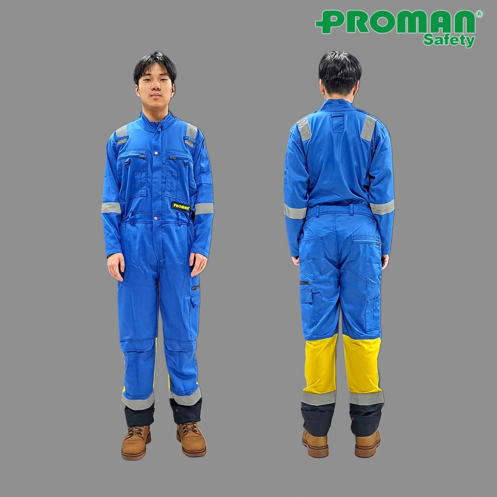 프로맨 이지오프 통풍 특허커버올 SCV-200BK, 커버롤 점프수트 일체형작업복 파랑