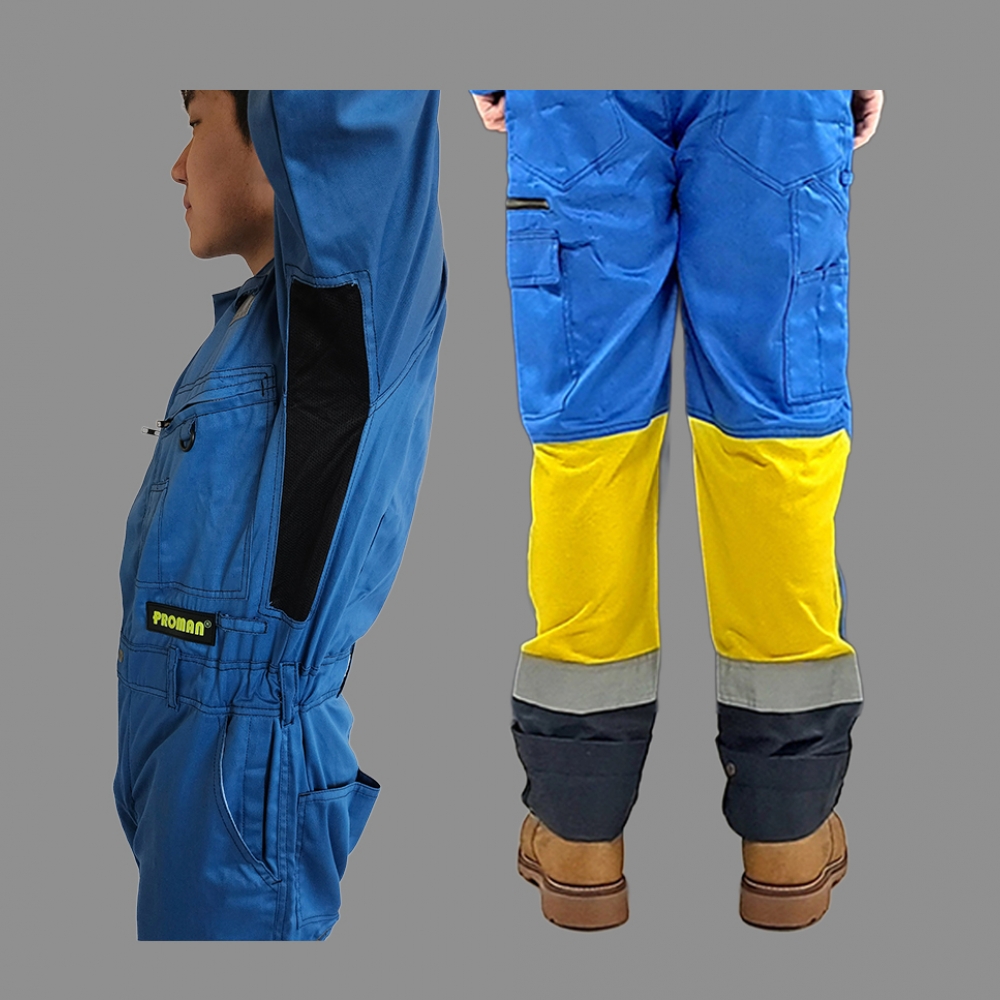 프로맨 이지오프 통풍 특허커버올 SCV-200BK, 커버롤 점프수트 일체형작업복 파랑